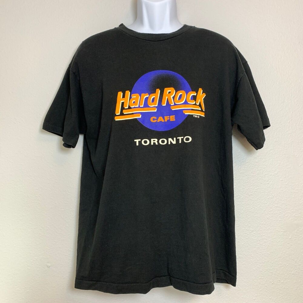Vintage Hard Rock Café Toronto Black T-Shirt XL Made in Canada Sky Dome